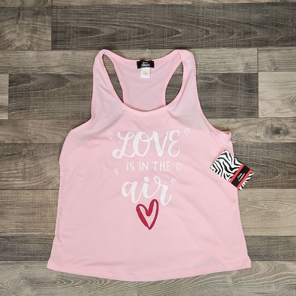 NWT Cozy‎ Couture Love Is In The Air Pink Tank Top Size Large